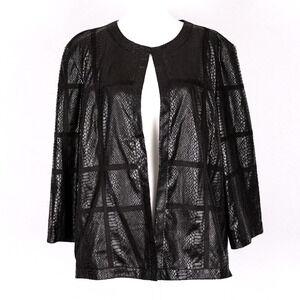 Alfred Dunner Black Faux Snake Skin Vegan Leather Jacket Size 16 Lightweight